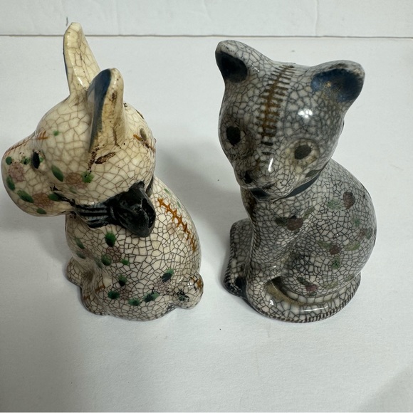 Vintage patchwork Scottie dog and cat salt and pepper Shaker Set. - Picture 4 of 9